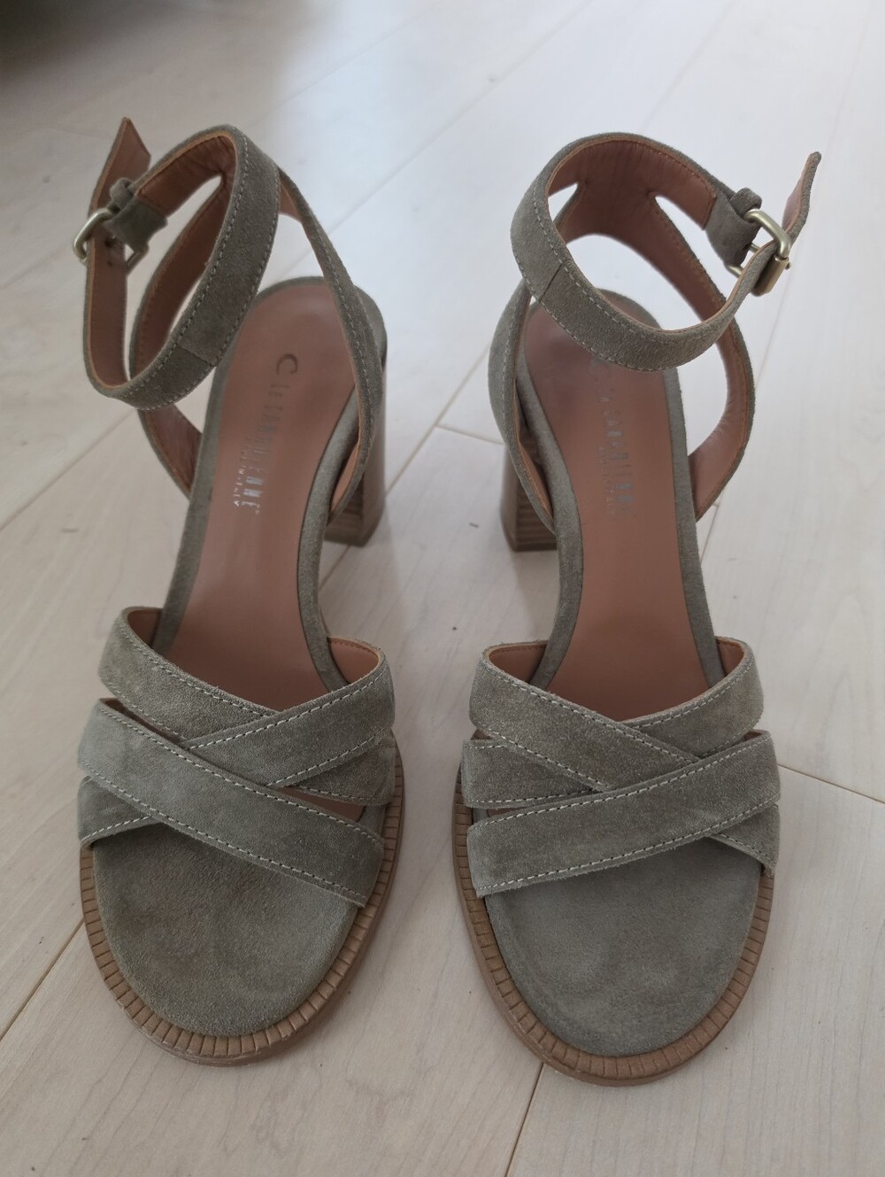 La Canadienne Ankle Sandals, Size 39 (8), Dusty Olive